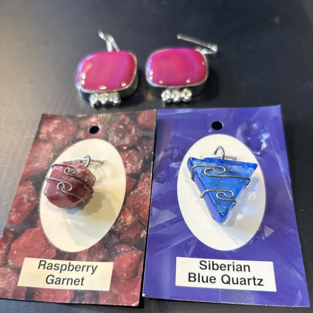Gemstones and Earrings Set In Sterling Silver.